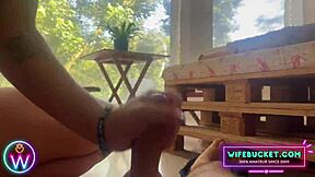 my girlfriend tricks yoga instructor into homemade cock play outdoors