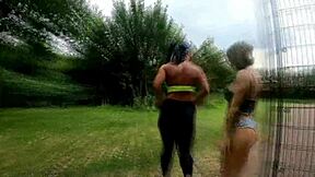 muscular milf bodybuilder rims squirts in hot lesbian training