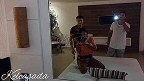 Husband Watches Wife's First Swingers Party with Single at Hotel