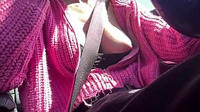 juicy italian milf artemisia flashes massive tits on car ride before mommy rides cock outdoors