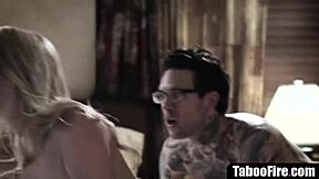 Blonde teen spies stalker then submits to rough hardcore fuck