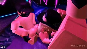 Three big asses and tits grinding in wild Roblox group sex