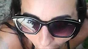 hot wife sucks cock public beach facial cumshot