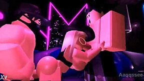 Three big asses and tits grinding in wild Roblox group sex