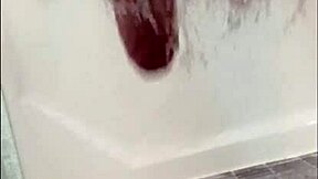 My throbbing cock gets soapy rub in steamy shower flex