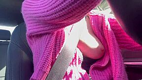 juicy italian milf artemisia flashes massive tits on car ride before mommy rides cock outdoors