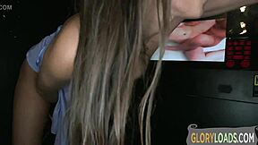 wanna see this asian babe gloryhole blowjob with handjob cumshot on small tits?