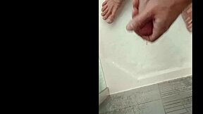 My throbbing cock gets soapy rub in steamy shower flex