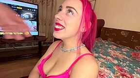 blonde teen chokes on cock with sloppy ball licking and rough gagging