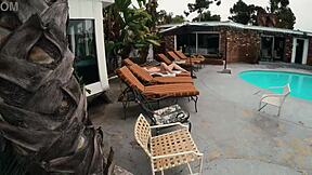 Spy catches gigi breeze choking on deepthroat by pool while naked sunbathing publicly