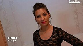  linda's tight pussy gapes wide on casting fuck couch