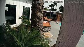 Spy catches gigi breeze choking on deepthroat by pool while naked sunbathing publicly