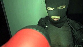 Caught brunette thief bent over punished with big cock anal pounding cowgirl cumshot facial