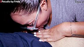 damn latina's pretty face sucks small cock pov then full mouth cum swallow 😍💦