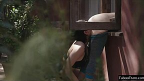 beautiful shemale seduces adorable ladyboy date into horny fucking session