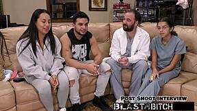 Why does petite Mia swallow that huge jizz load backstage?