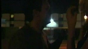 They fuck hard in car as driver watches blonde cougar cumshot