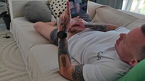 Step-Bro Cums from Babysitter Ass Worship Handjob