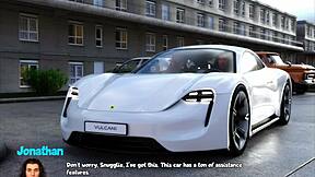 Blonde with big tits and shaved pussy plays Karacan part 1