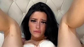 Horny teen American exchange student squirts hard in solo toy masturbation orgasm!