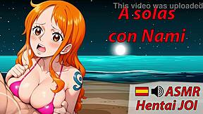 nami from one piece whispers joi asmr in spanish gets intense