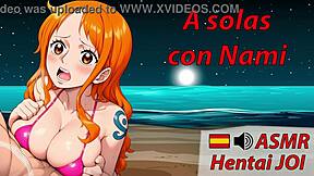nami from one piece whispers joi asmr in spanish gets intense
