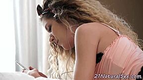 Glamorous model teases with erotic sucking and sensual fucking poses