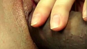 shaved pussy plays with throbbing cock until creamy cumshot explosion