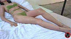 She thought tanning naked on beach was safe until big cock stranger snuck up for creampie fuck