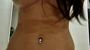 brunette babe rides cowgirl then gulps warm cumshot load