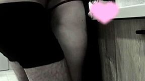 her kitchen counter tempts my girlfriend's curves