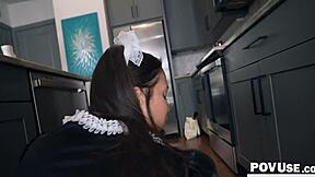 french maid milf's fat ass bounces on cock in taboo pov fantasy