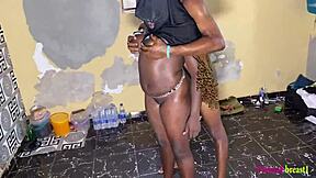 Hijab-wearing arab beauty takes homemade doggy creampie bent over big ass pounding