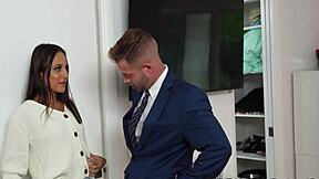 Petite shy brunette craves long-time crush's warm creampie fill