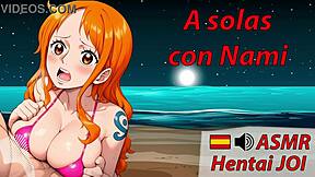 nami from one piece whispers joi asmr in spanish gets intense