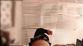 wow that culona maid no panties bends over spied folding clothes