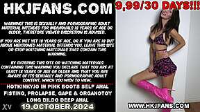 hotkinkyjo fists her ass in pink boots with prolapse gape