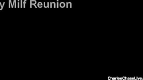 Craving that cougar cunt, Charlee Chase licks and kisses huge shaved boobs wildly!