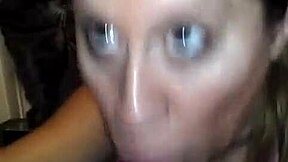 watch milf sarah swallow huge load after savage cock sucking for hubby