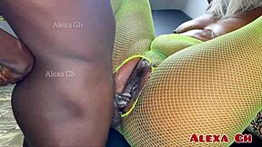 young ebony teen's shaved pussy filled with hot creampie cum after hard pounding