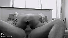 how does becky handle double toys stretching her slutty holes wide open?