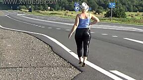 damn big ass stretching those leather leggings