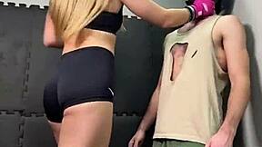 whoa sarah the killer dominates in epic femdom wrestling fight! 💥🥊