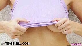 Petite College Brunette Model Teases Curves in Steamy Casting Interview