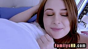 Stepmom catches stepdaughter bent over with strap-on unicorn horn sparking our naughty bedroom lesbian frenzy