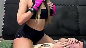 whoa sarah the killer dominates in epic femdom wrestling fight! 💥🥊