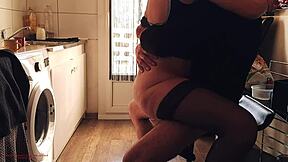 morning erection i pull out my huge cock behind step mother in law at the cafe for rough doggystyle creampie