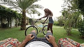 jeni pretinha ebony teen biker rides big cock pov outdoors