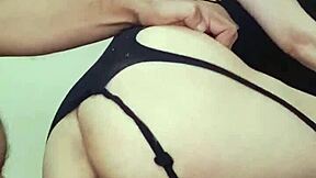 Young petite wildly moans during old man anal swallows cum load!