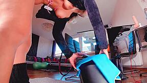 Twerking fat milf bends spreads big ass for ripped clothes cowgirl ride